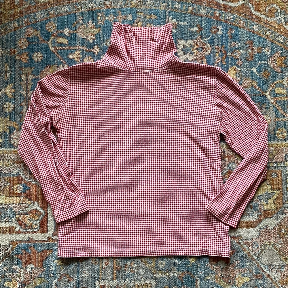 Talbots Red Houndstooth Turtleneck